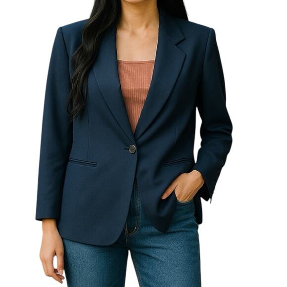 Vintage Pendleton Wool Blazer Sz 10 | Navy Single Button USA Made Classic Jacket - Picture 1 of 16